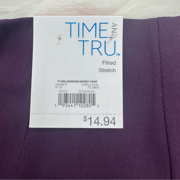 Millennium Skinny Crop Side Zipper Stretch Womens Pants Purple Size 4 NEW - Picture 3 of 6